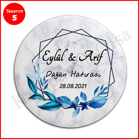 Düğün Hatırası Mermer Desenli Açacaklı Magnet