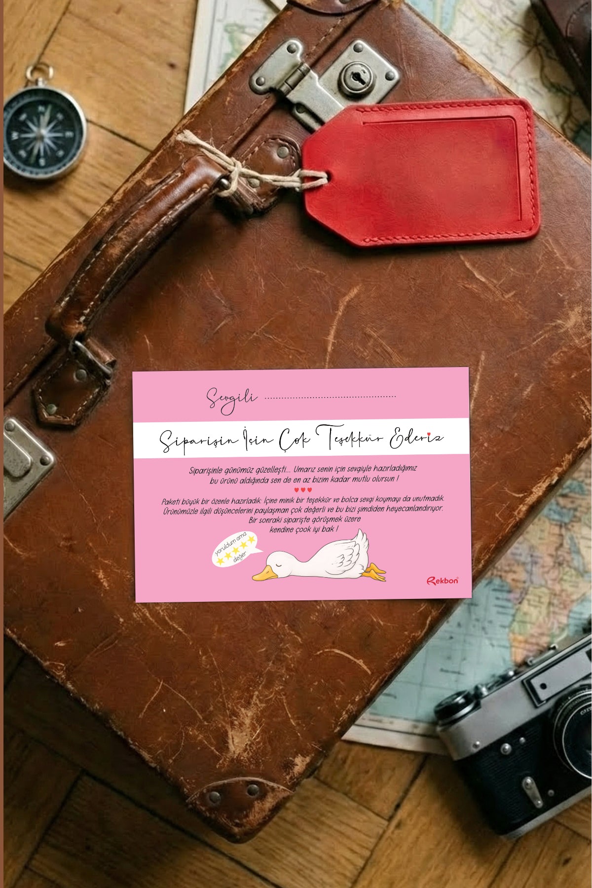 Rekbon Son Kaz Teşekkür Kartı - Kişiselleştirilebilir Kendinden Mesajlı Teşekkür Kartı