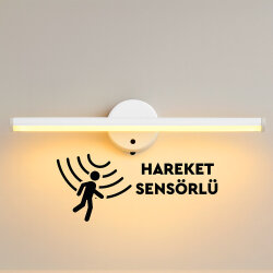 Beyaz Sensörlü Yapışkanlı Kablosuz Pilli Led Aplik - Gün Işığı