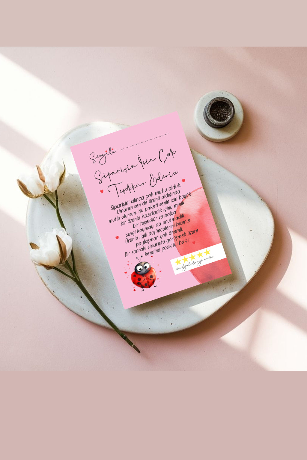 Rekbon Uç Uç Dediler Teşekkür Kartı 100 Adet Çift Yönlü - E-ticaret Teşekkür Kartı