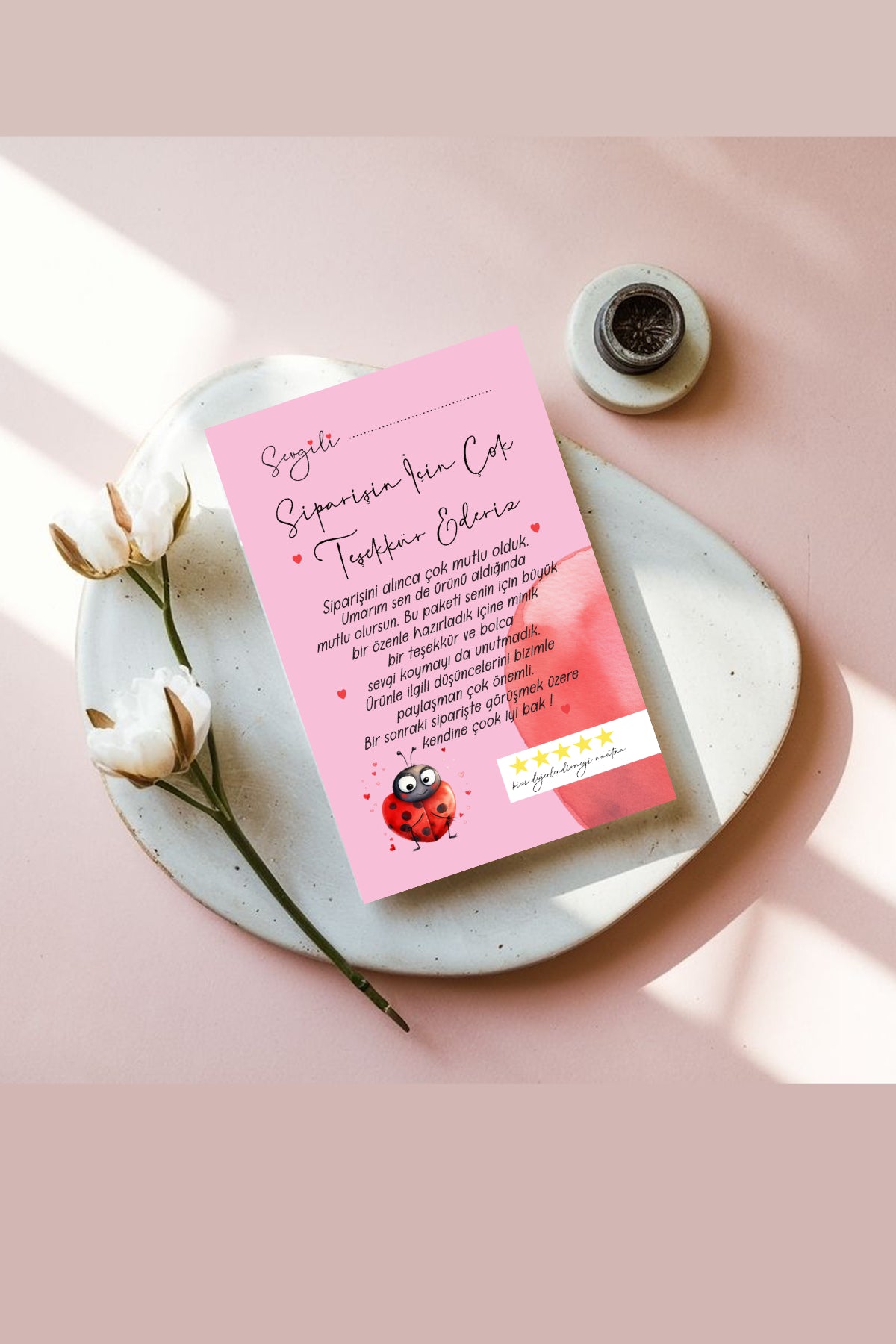 Rekbon Uç Uç Dediler Teşekkür Kartı 100 Adet Çift Yönlü - E-ticaret Teşekkür Kartı