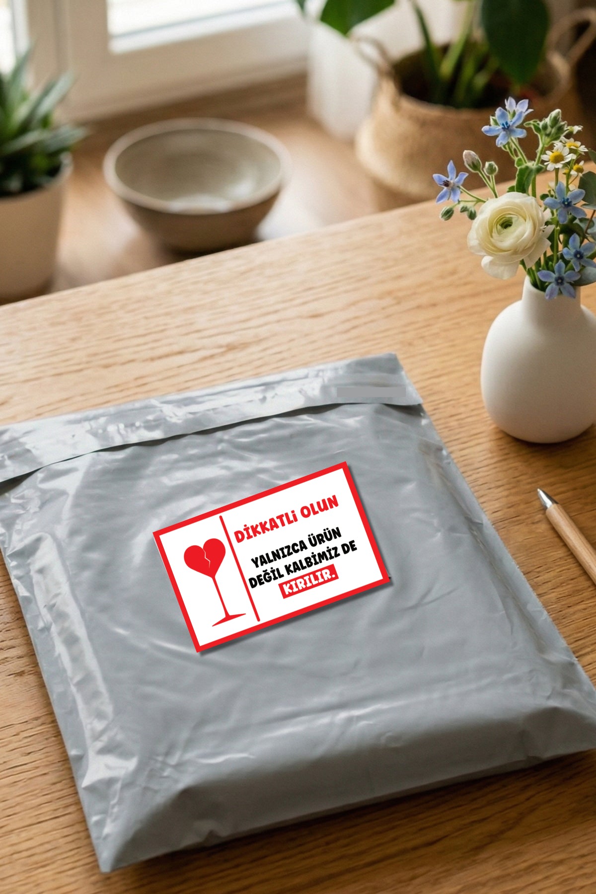 Rekbon Dikkatli Olun Kırılır Etiketi - Ambalaj Paketleme Etiketi - 100 Adet