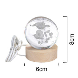 3D Led Işıklı I Love You Kristal Cam Küre Gece Lambası