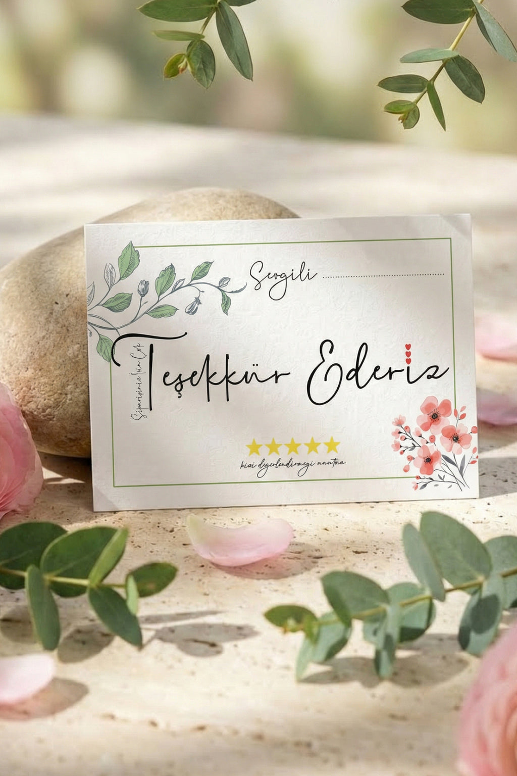 Rekbon Çiçek Temalı Notlu Teşekkür Kartı - E-ticaret Teşekkür Kartı