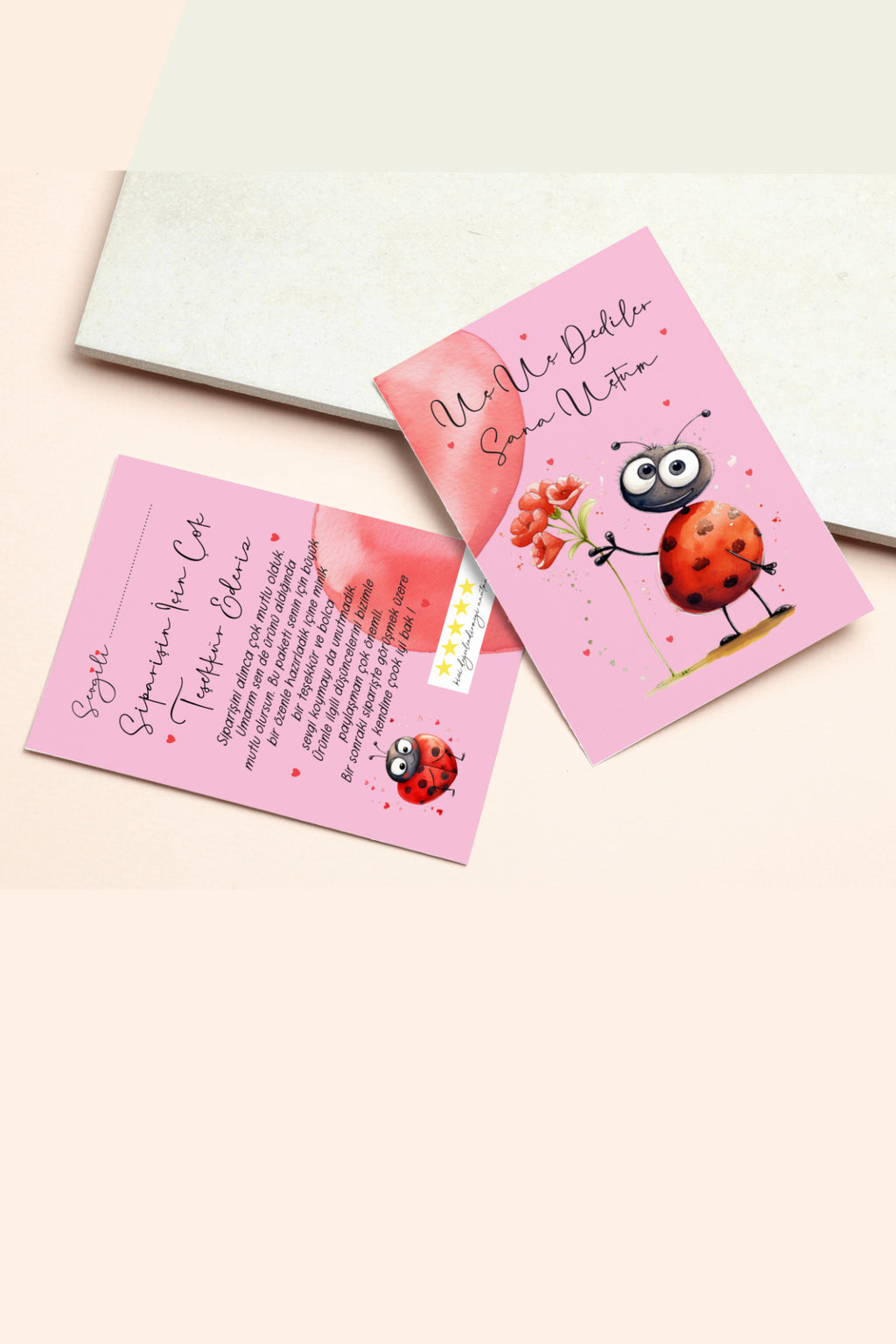 Rekbon Uç Uç Dediler Teşekkür Kartı 100 Adet Çift Yönlü - E-ticaret Teşekkür Kartı